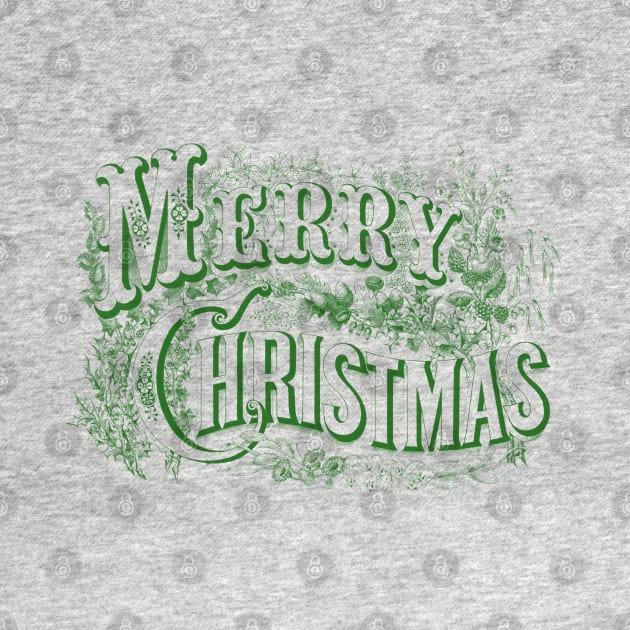 Merry Christmas Retro Floral Typography by Biophilia